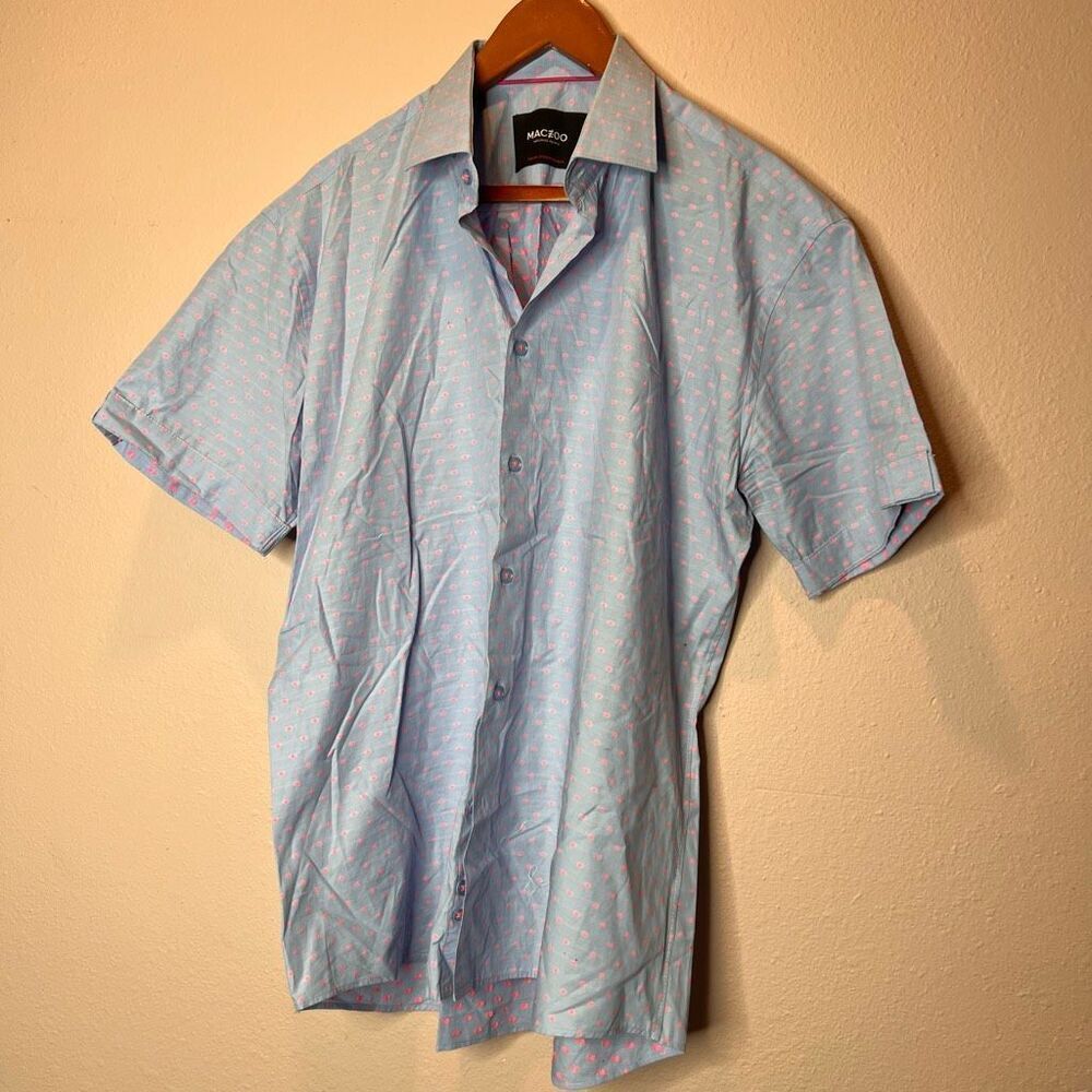 Maczoo short-sleeved button-up shirt Swiss dot